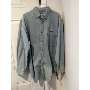 Vintage Lee Sports Men's Denim Shirt UCONN Huskies Logo Embroidered XL NWT